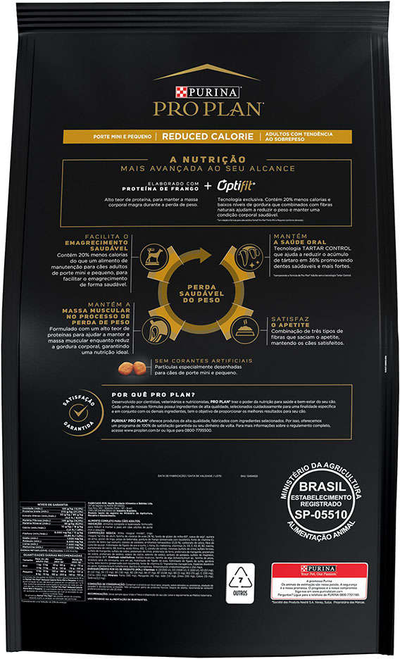 Ração Seca Nestlé Purina Pro Plan Calorias Reduzidas Frango Cães Adultos Raças Pequenas - 7,5Kg