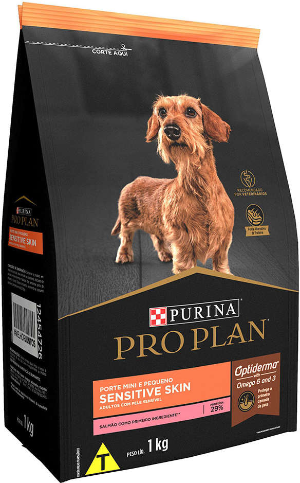 Ração Seca Nestlé Purina Pro Plan Pele Sensível Salmão Cães Adultos Raças Pequenas - 1Kg
