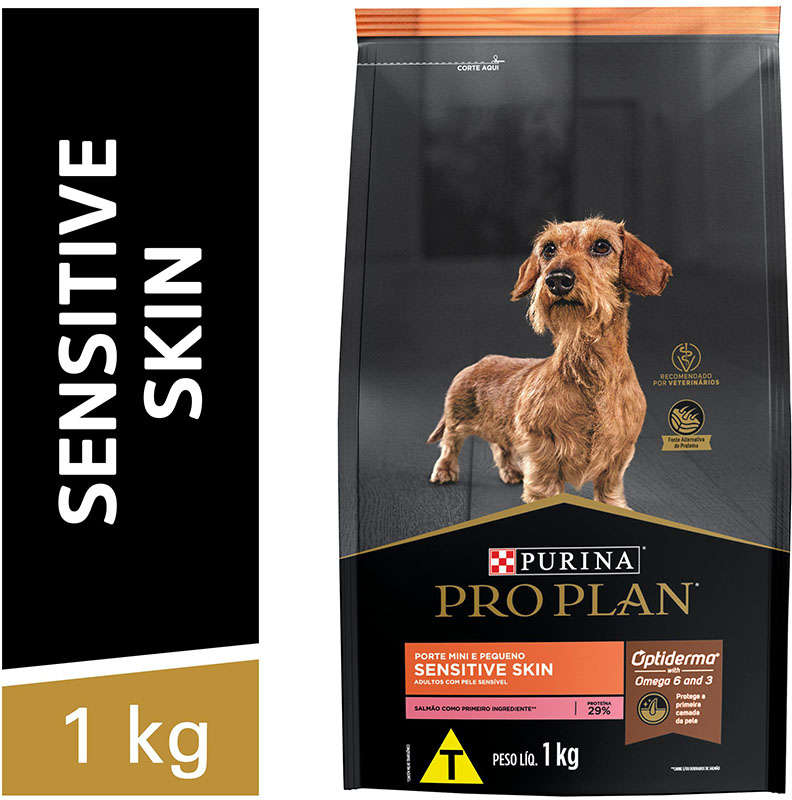 Ração Seca Nestlé Purina Pro Plan Pele Sensível Salmão Cães Adultos Raças Pequenas - 1Kg
