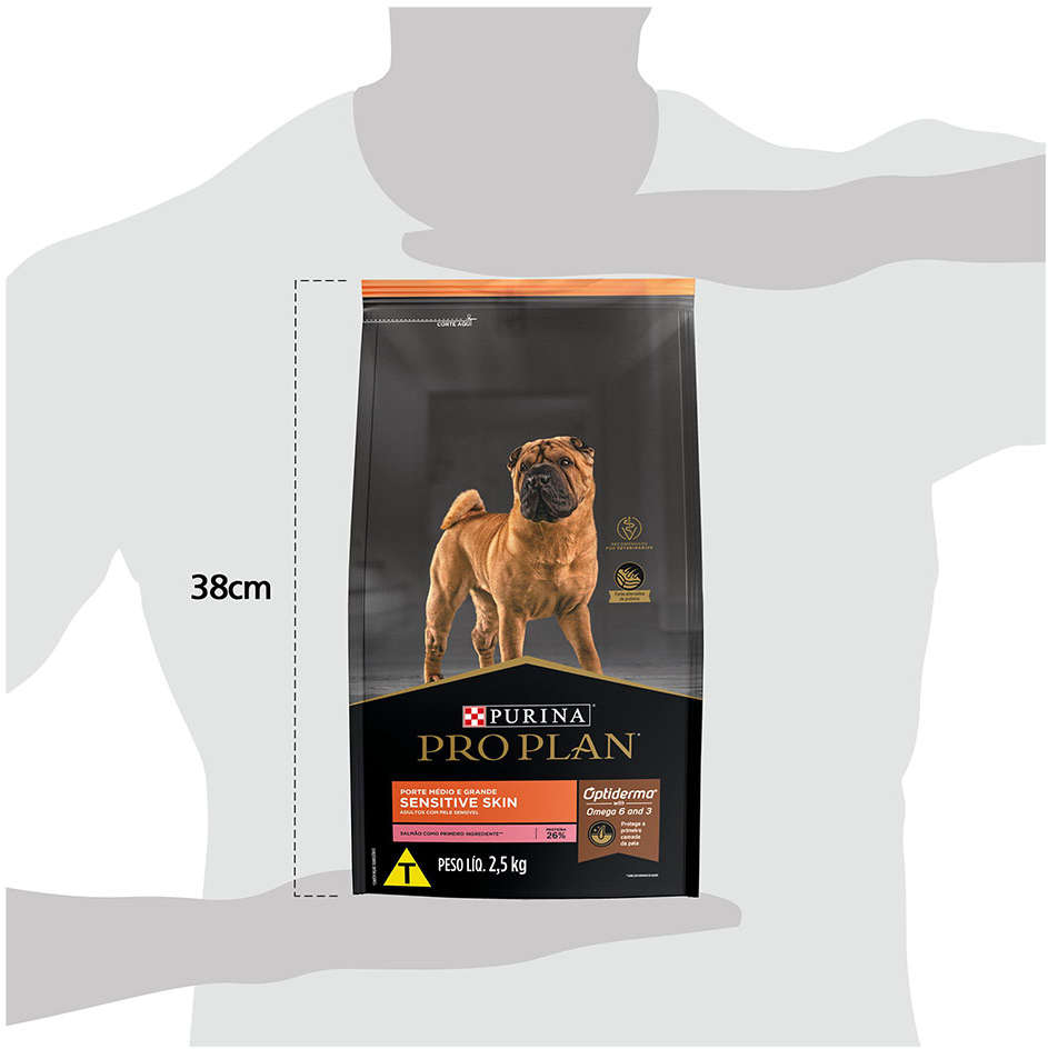 Ração Seca Nestlé Purina Pro Plan Pele Sensível Salmão Cães Adultos Raças Médias e Grandes - 2,5Kg
