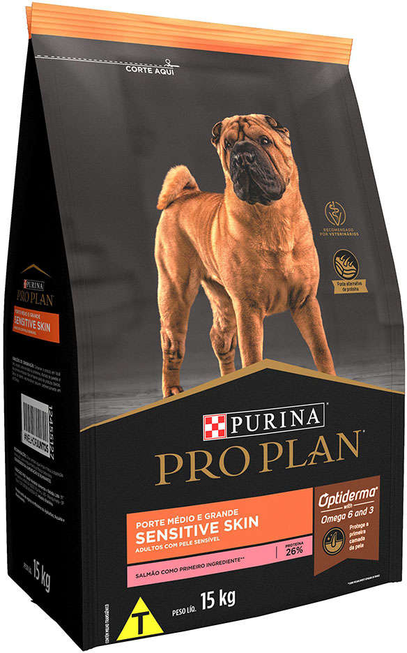 Ração Seca Nestlé Purina Pro Plan Pele Sensível Salmão Cães Adultos Raças Médias e Grandes - 15Kg