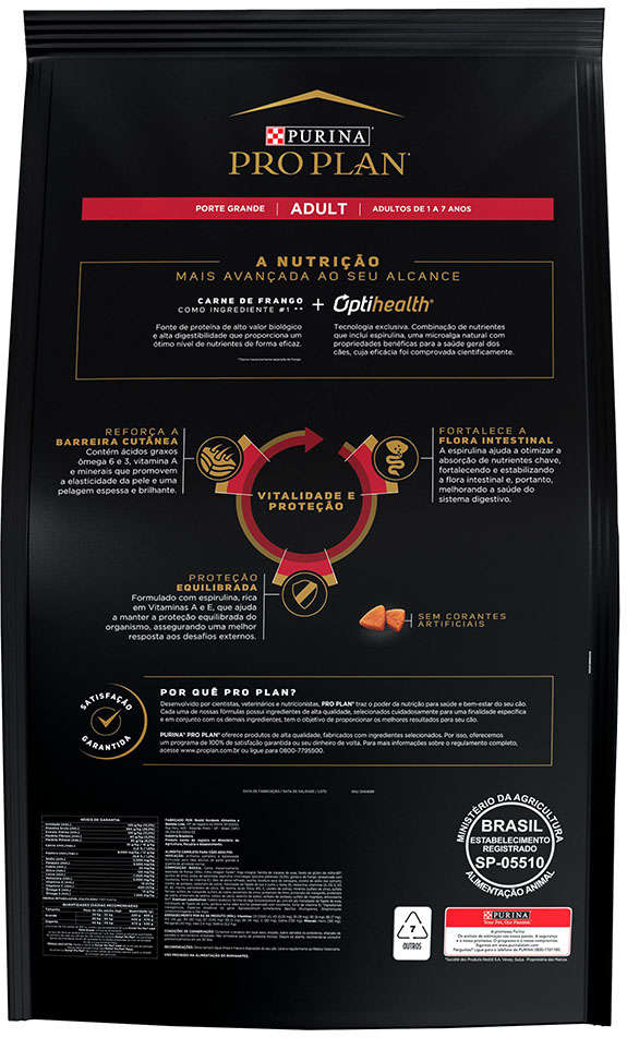 Ração Seca Nestlé Purina Pro Plan Frango Cães Adultos Raças Grandes - 15Kg