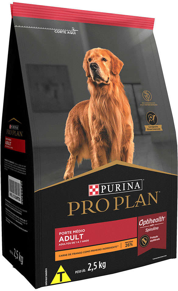 Ração Seca Nestlé Purina Pro Plan Frango Cães Adultos Raças Médias - 2,5Kg