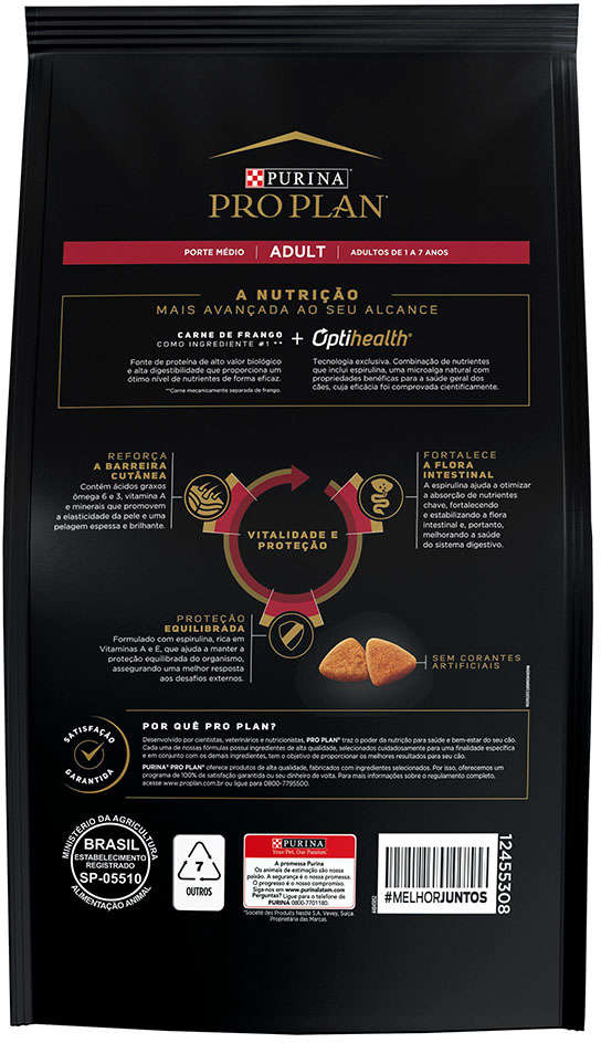 Ração Seca Nestlé Purina Pro Plan Frango Cães Adultos Raças Médias - 2,5Kg