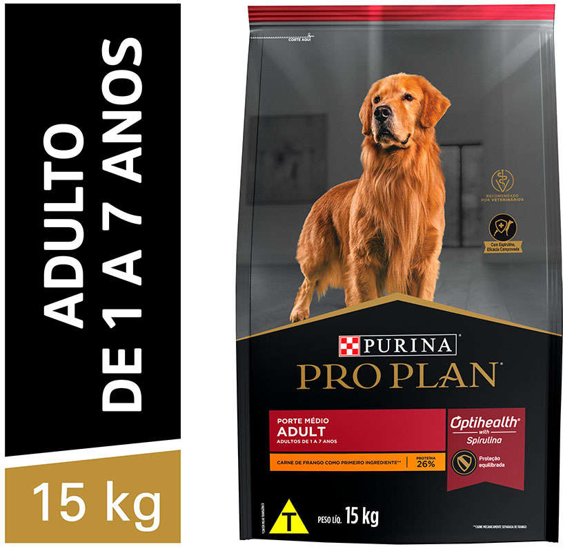 Ração Seca Nestlé Purina Pro Plan Frango Cães Adultos Raças Médias - 15Kg