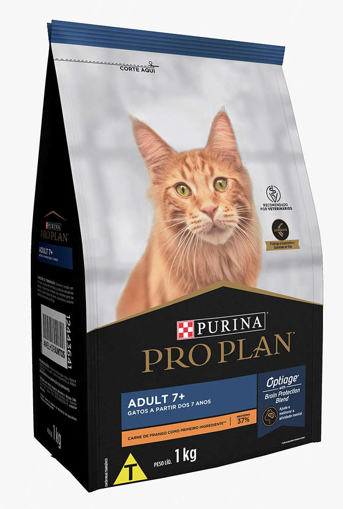 Ração Seca Nestlé Purina Pro Plan para Gatos Adultos a Partir de 7 Anos - 1Kg