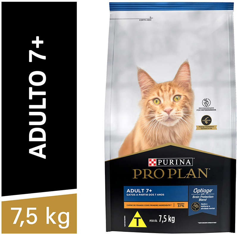 Ração Seca Nestlé Purina Pro Plan Frango para Gatos Adultos 7+ - 7,5Kg