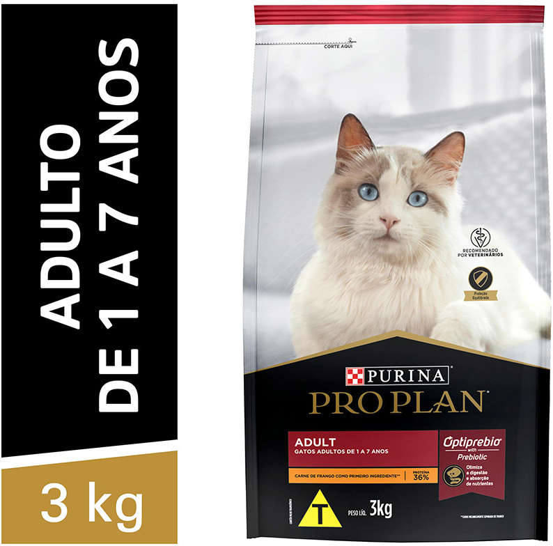 Ração Seca Nestlé Purina Pro Plan Frango para Gatos Adultos - 3Kg
