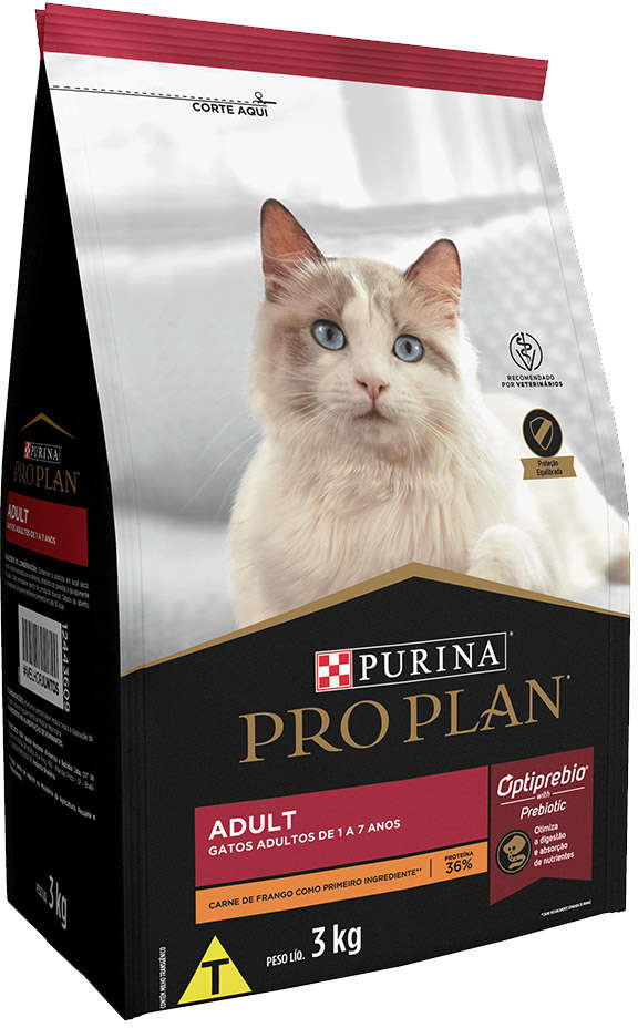 Ração Seca Nestlé Purina Pro Plan Frango para Gatos Adultos - 3Kg