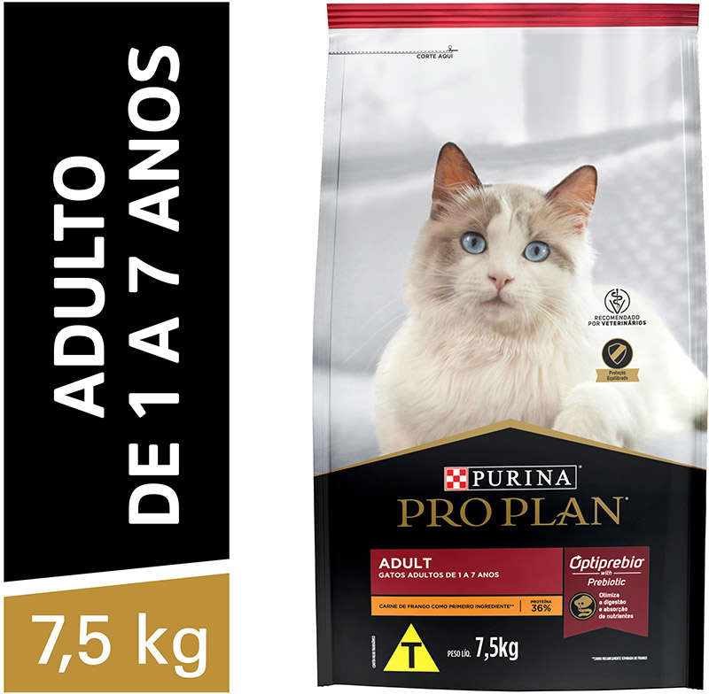 Ração Seca Nestlé Purina Pro Plan Frango para Gatos Adultos - 7,5Kg