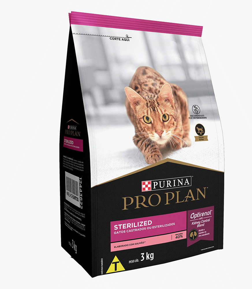 Ração Seca Nestlé Purina Pro Plan Salmão para Gatos Adultos Castrados - 3Kg