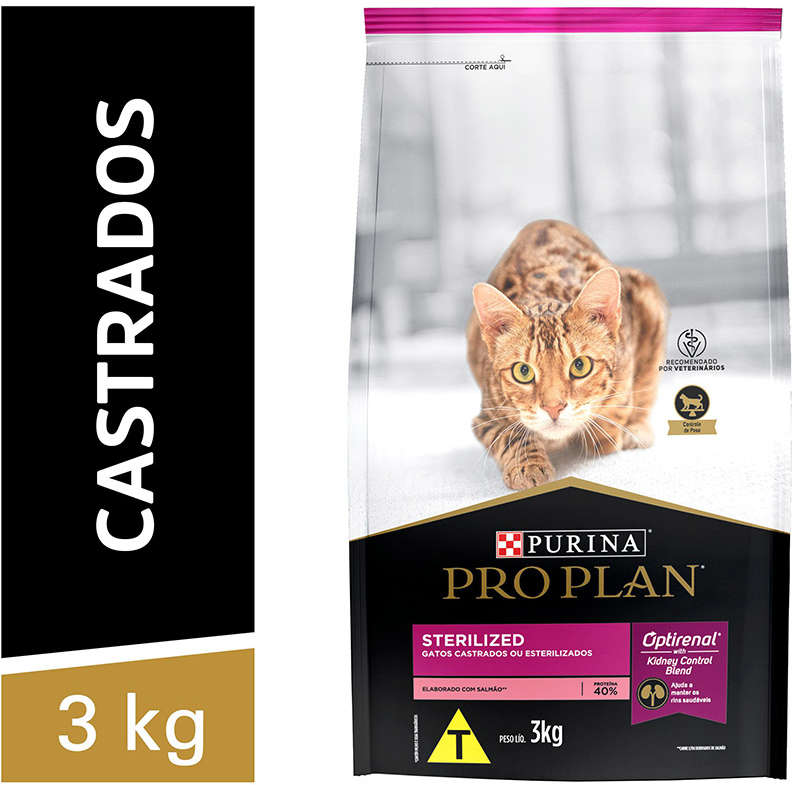 Ração Seca Nestlé Purina Pro Plan Salmão para Gatos Adultos Castrados - 3Kg