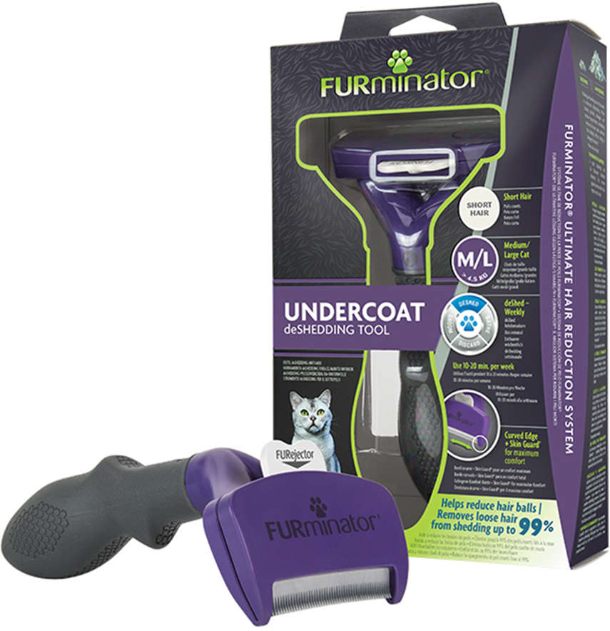Escova Furminator New Gatos Pelo Curto - Tam. M/G
