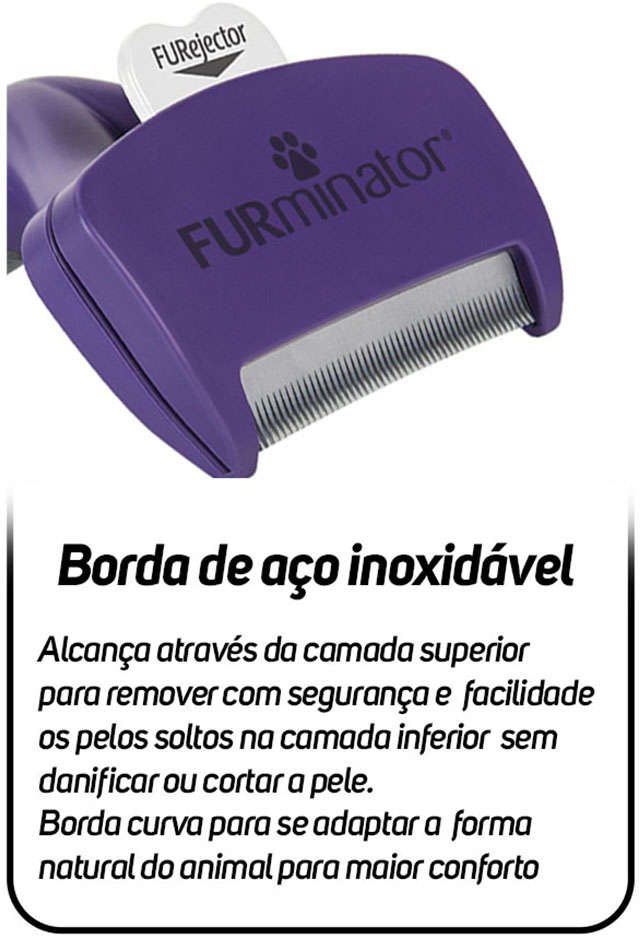 Escova Furminator New Gatos Pelo Curto - Tam. M/G