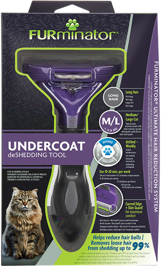 Escova Furminator New Gatos Pelo Longo - Tam. M/G