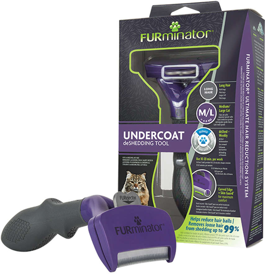 Escova Furminator New Gatos Pelo Longo - Tam. M/G