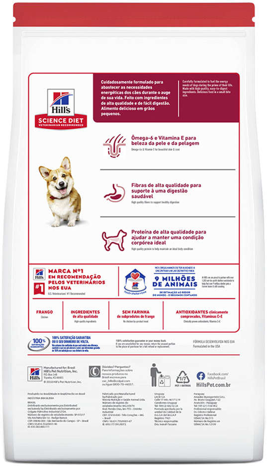 Ração Seca Hill's Science Diet Pedaços Pequenos para Cães Adultos - 6,8Kg