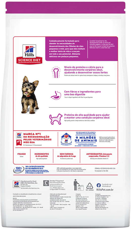 Ração Seca Hill's Science Diet para Cães Filhotes Raças Minis e Pequenas - 2,04Kg