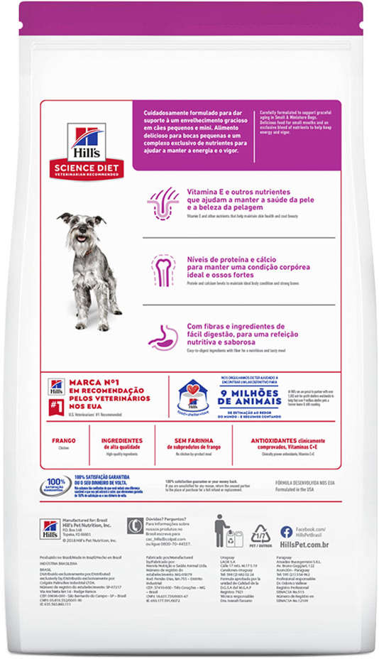 Ração Seca Hill's Science Diet para Cães Adultos 7+ Sênior Raças Minis e Pequenas - 2,04Kg