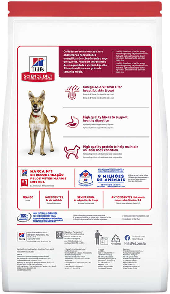 Ração Seca Hill's Science Diet para Cães Adultos - 6,8Kg