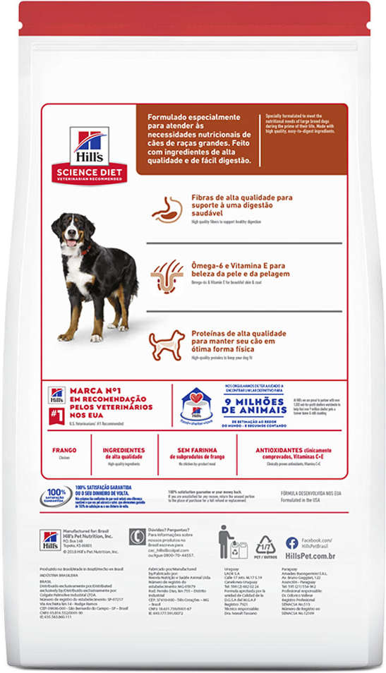 Ração Seca Hill's Science Diet para Cães Adultos Raças Grandes - 12,02Kg
