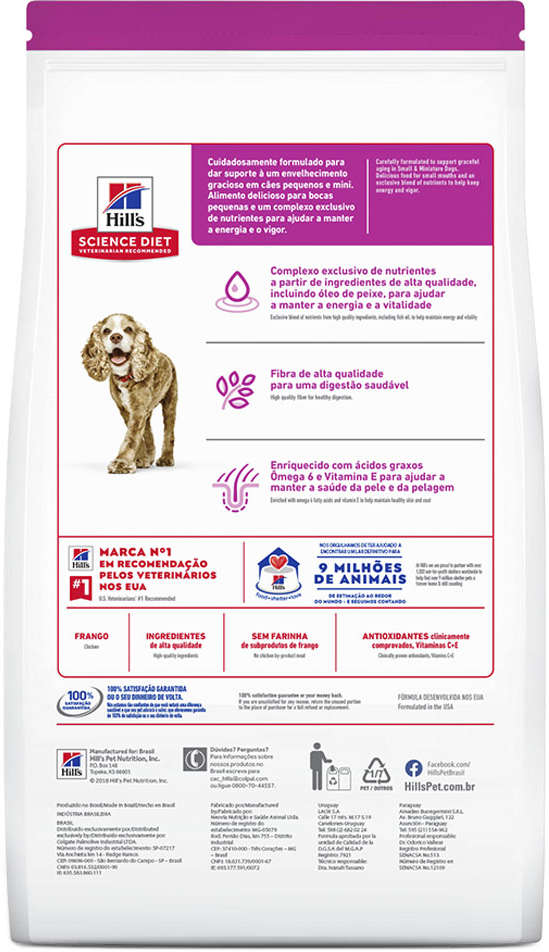 Ração Seca Hill's Science Diet para Cães Adultos 11+ Sênior Raças Minis e Pequenas - 2,04Kg