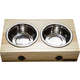Comedouro Duplo Madeira Natural Patinhas para Cães