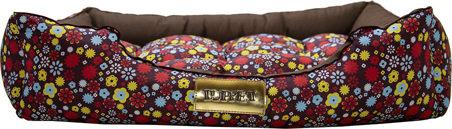 Cama Retangular Marrom com Estampa Floral - Tam. G