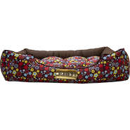 Cama Retangular Marrom com Estampa Floral - Tam. G