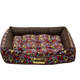 Cama Retangular Marrom com Estampa Floral
