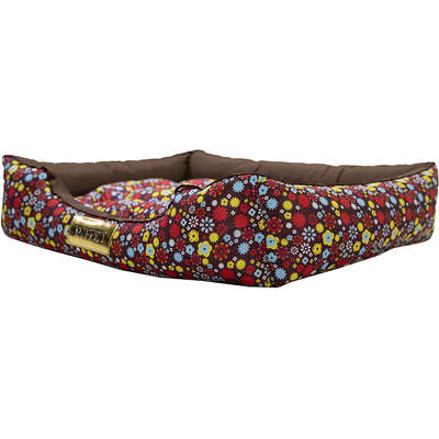 Cama Retangular Marrom com Estampa Floral