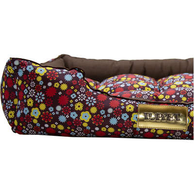 Cama Retangular Marrom com Estampa Floral