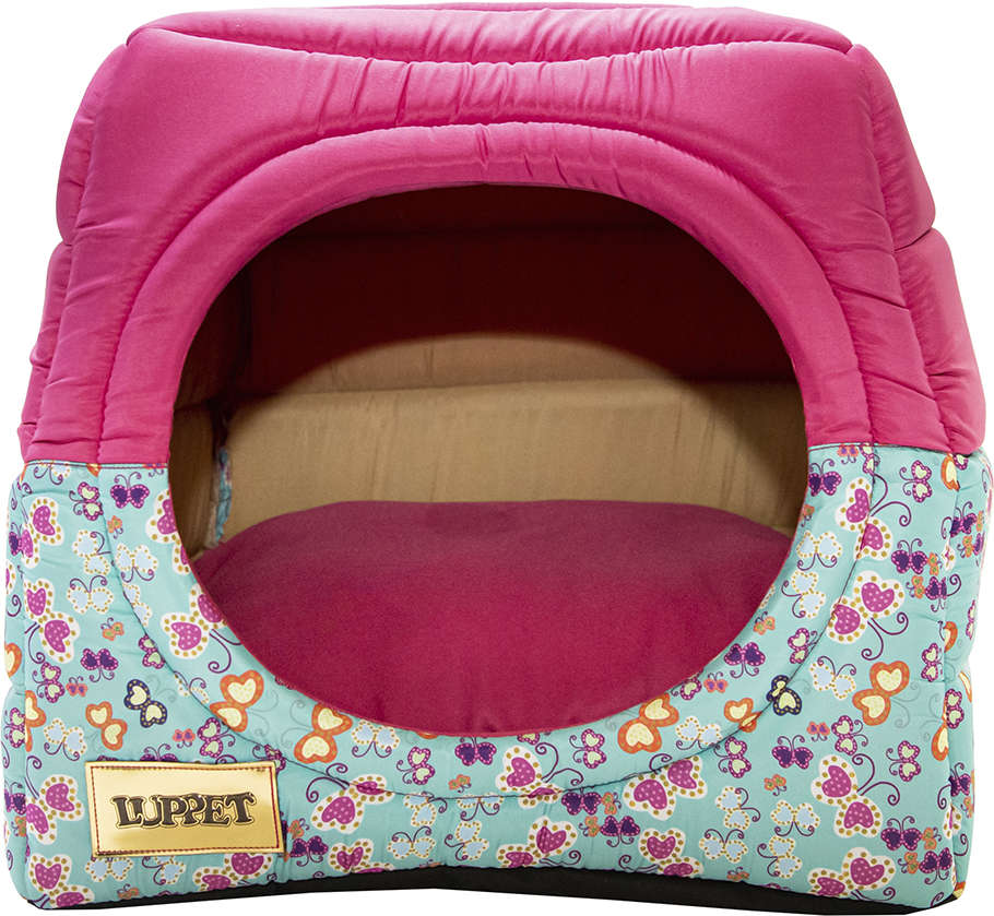 Cama Iglu 2 em 1 Rosa com Estampa Borboleta - Tam. G