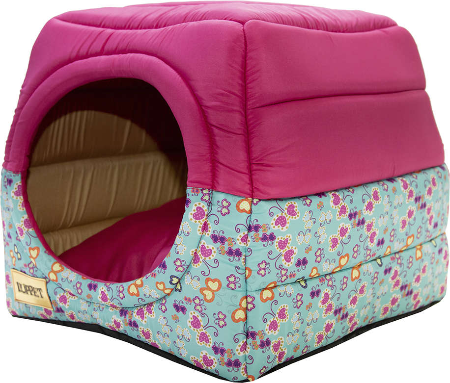 Cama Iglu 2 em 1 Rosa com Estampa Borboleta - Tam. G