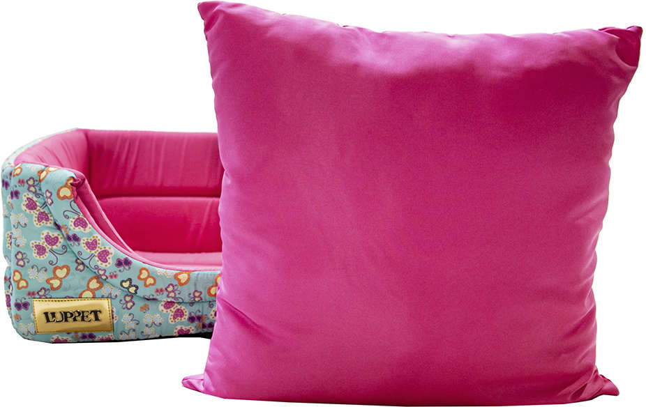 Cama Iglu 2 em 1 Rosa com Estampa Borboleta - Tam. G