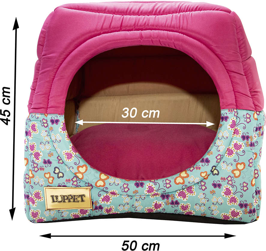 Cama Iglu 2 em 1 Rosa com Estampa Borboleta - Tam. G