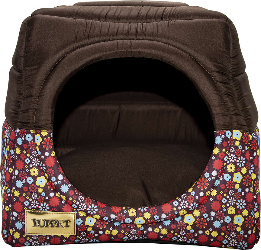 Cama Iglu 2 em 1 Luxo Marrom com Estampa Floral - Tam. G