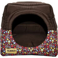 Cama Iglu 2 em 1 Luxo Marrom com Estampa Floral - Tam. G