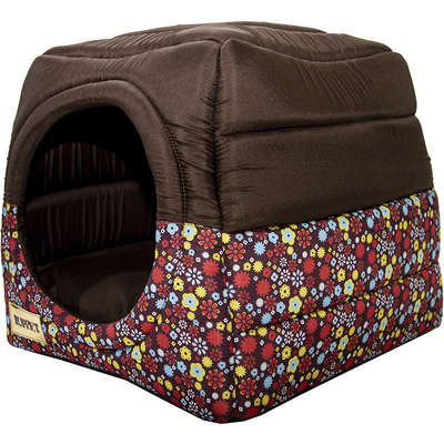 Cama Iglu 2 em 1 Luxo Marrom com Estampa Floral
