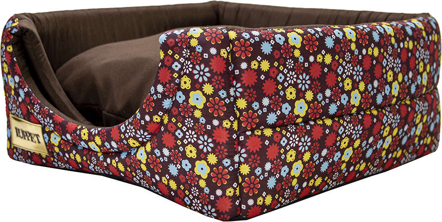 Cama Iglu 2 em 1 Luxo Marrom com Estampa Floral - Tam. G