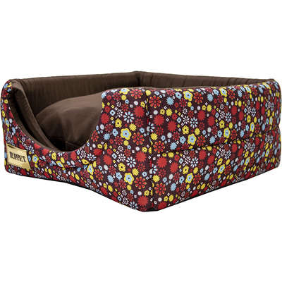 Cama Iglu 2 em 1 Luxo Marrom com Estampa Floral