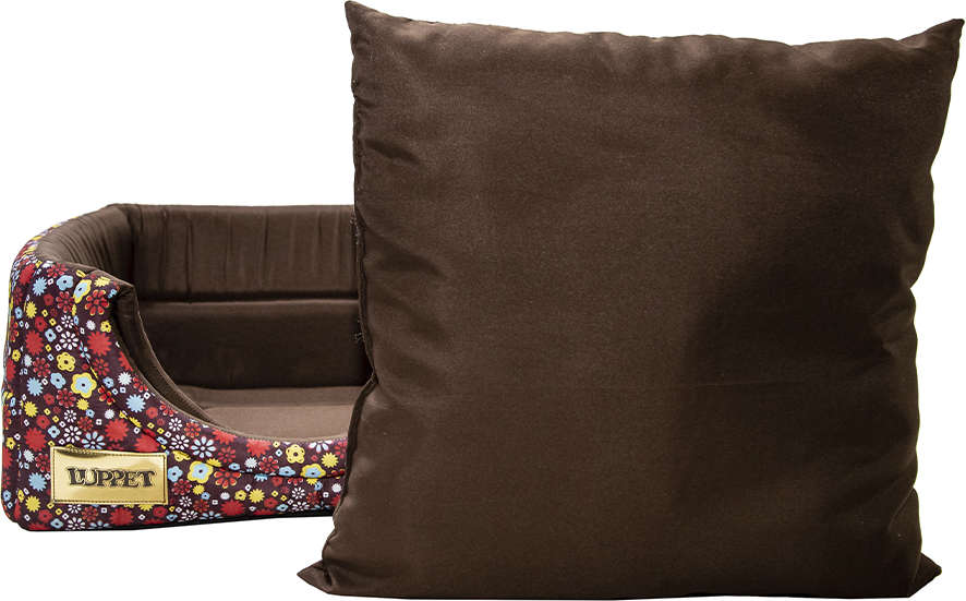 Cama Iglu 2 em 1 Luxo Marrom com Estampa Floral - Tam. G