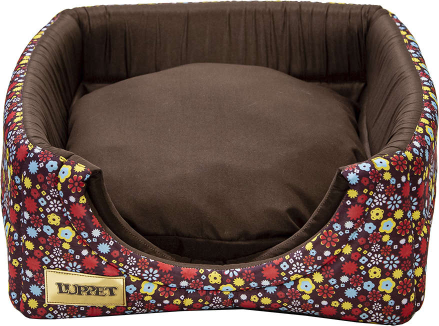 Cama Iglu 2 em 1 Luxo Marrom com Estampa Floral - Tam. G