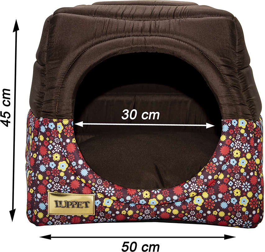 Cama Iglu 2 em 1 Luxo Marrom com Estampa Floral - Tam. G