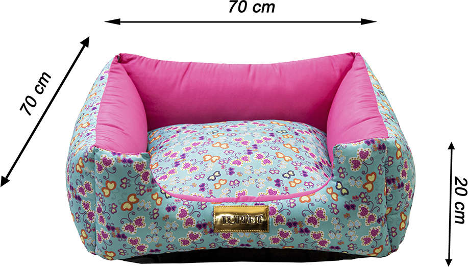Cama Quadrada Rosa com Estampa Borboleta - Tam. GG