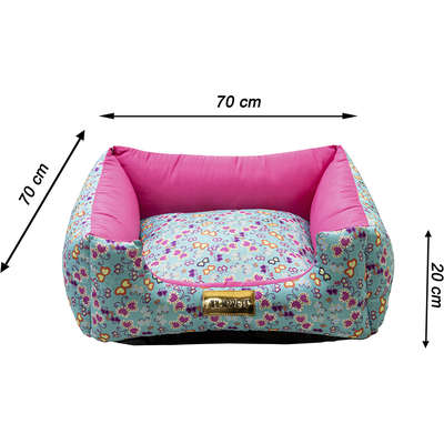 Cama Quadrada Rosa com Estampa Borboleta