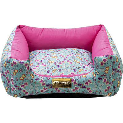 Cama Quadrada Rosa com Estampa Borboleta