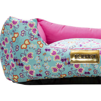 Cama Quadrada Rosa com Estampa Borboleta