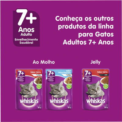 Ração Úmida Whiskas Sachê Carne ao Molho para Gatos Adultos Sênior 7 + Anos