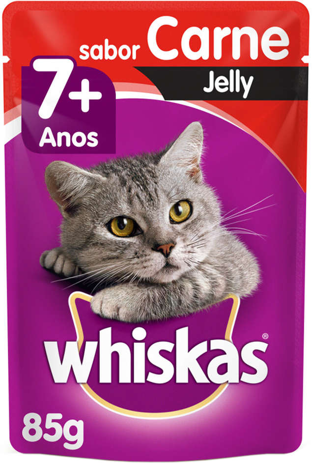 Ração Úmida Whiskas Sachê Carne Jelly para Gatos Adultos Sênior 7 + Anos - 40 Unidades